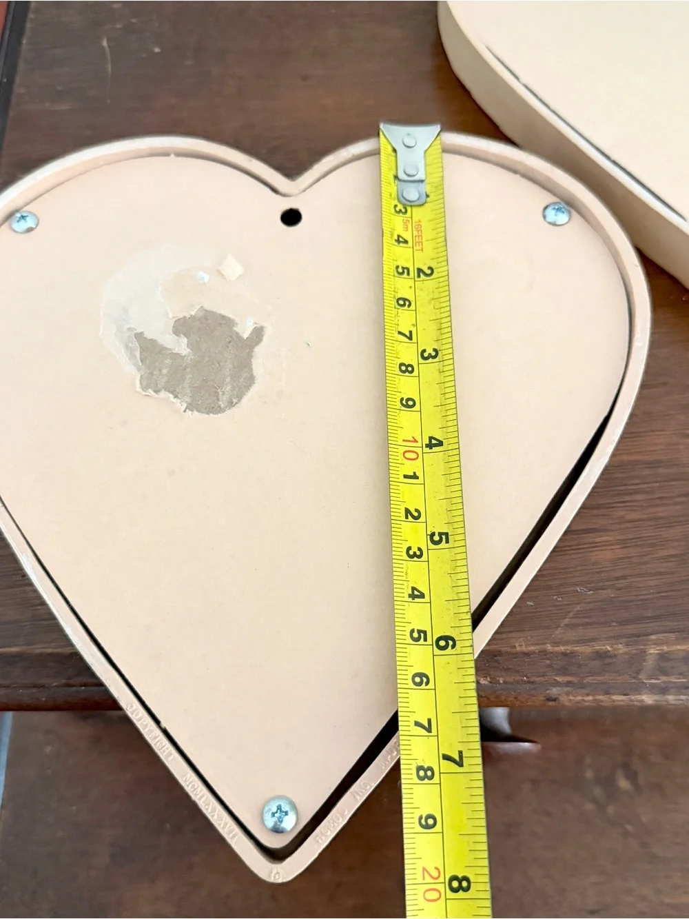 Vintage Heart Wreath Floral Art Cottage Shabby Chic Peach Faux Wood Wall Art